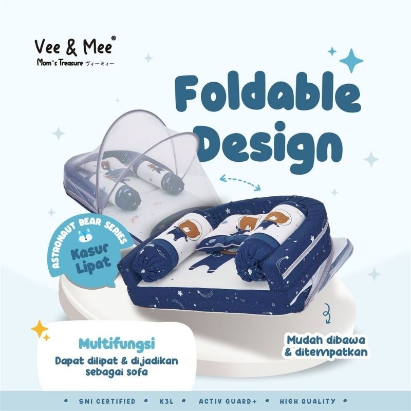VEE & MEE KASUR BAYI LIPAT OVAL DAN KELAMBU | BABY BED SOFA BAYI | TEMPAT TIDUR BAYI | PERLENGKAPAN 