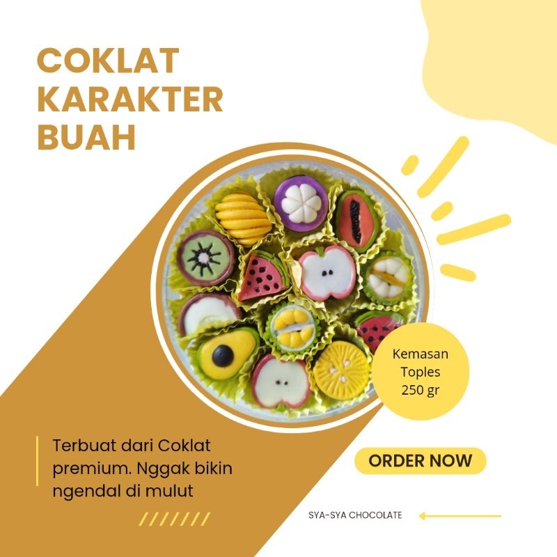 

Coklat Karakter Buah / Cokter /coklat homemade