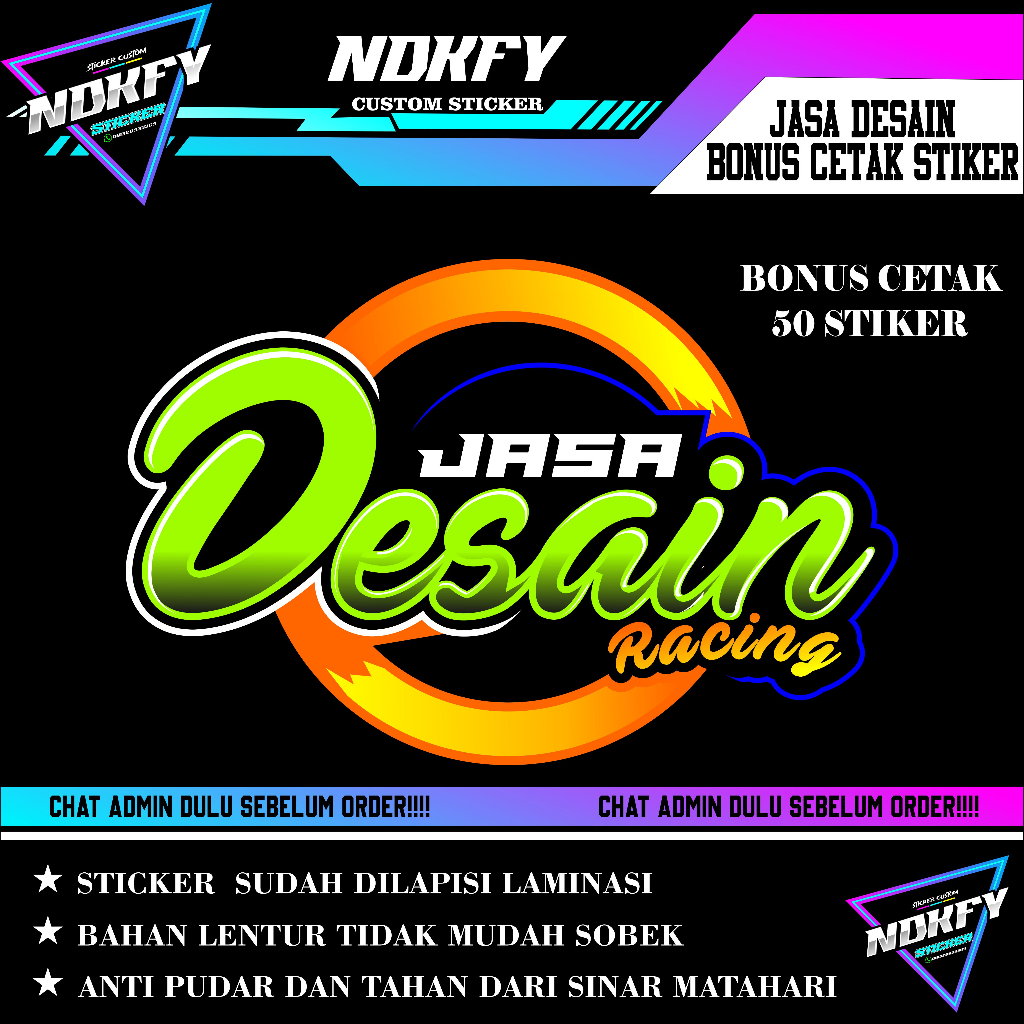 JASA DESAIN SEKALIAN CETAK 50 STIKER SUDAH DICUTTING || STIKER PRINCUT