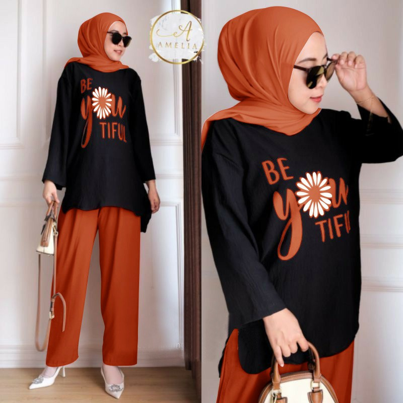 setelan baju wanita muslim terbaru 2023 bahan crinkle-beyou