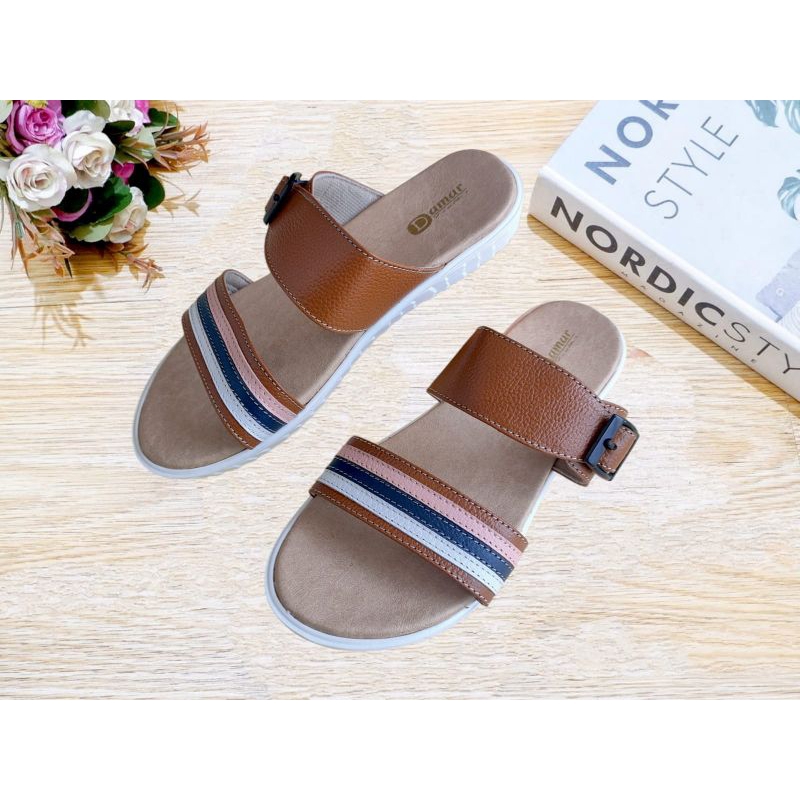 Sandal Kulit Wanita Gesper Sol Jumbo Muat Size Sampai 42