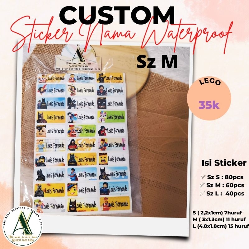 

sticker nama waterproof / label nama waterproof Lego - sz M