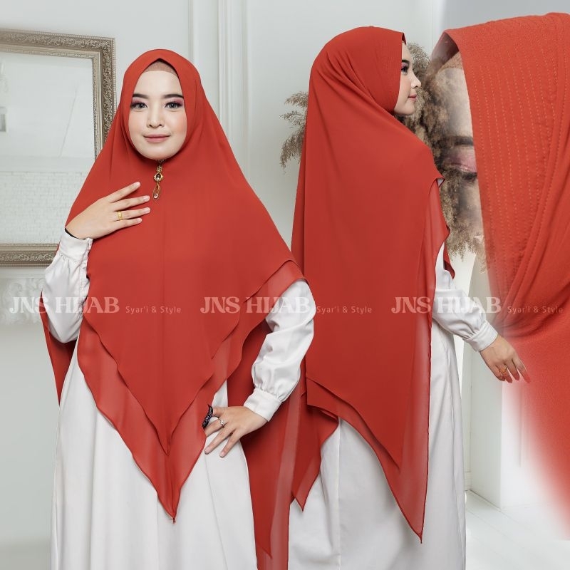 TERPOPULER Premium khimar jamilah hijab jilbab syari jumbo 2 layer premium by jns hijab