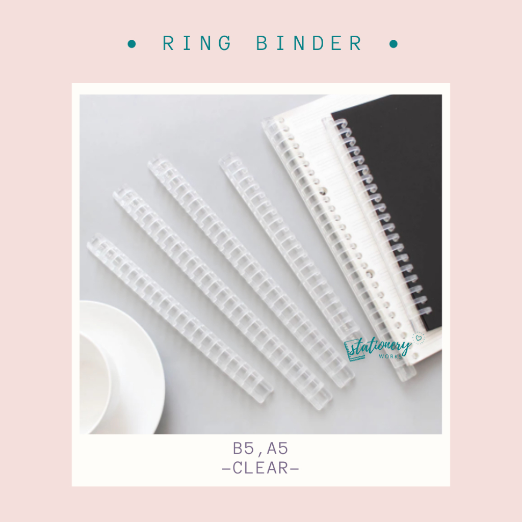 

Ring binder plastik B5 26 ring A5 20 ring - cover binder clear transparan-Jurnal planner scrapbook DIY
