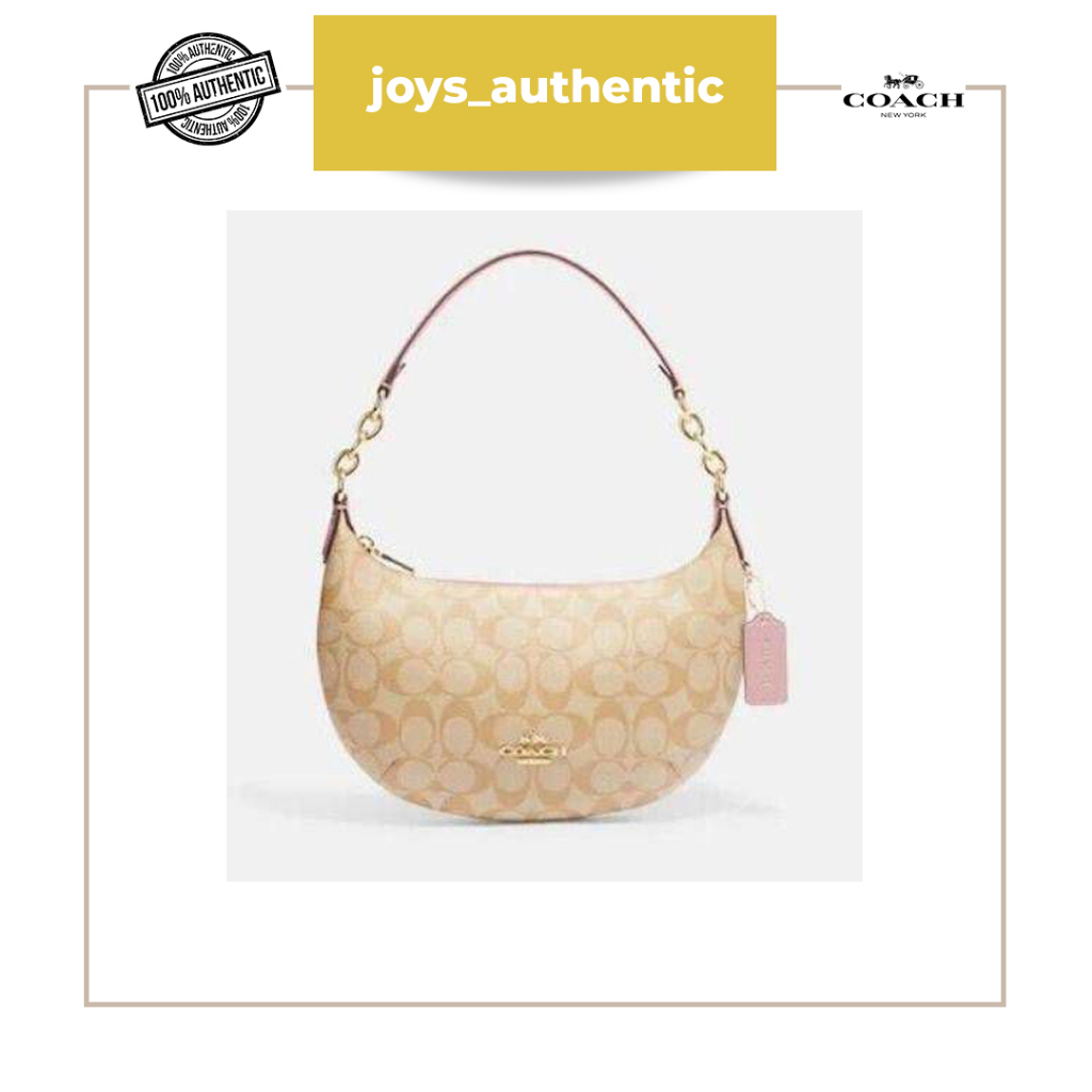 Tas wanita Coach payton hobo shoulder bag signature khaki pink woman bag authentic original