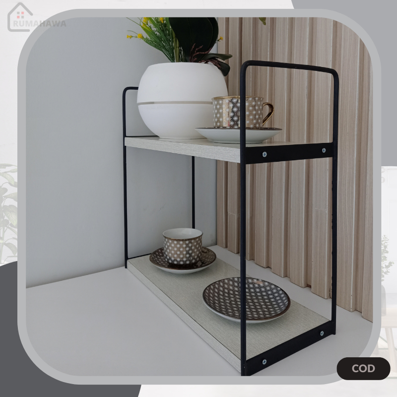 Rak Serbaguna Bahan Besi Kayu Rak Buku Make Up Minimalis Multifungsi Rak Susun Kosmetik Buku Make Up
