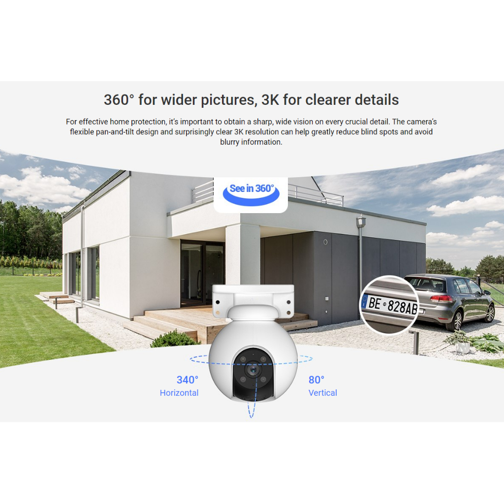 Ezviz H8 Pro 5MP 3K Wifi IP Cam Smart CCTV Outdoor Pan &amp; Tilt