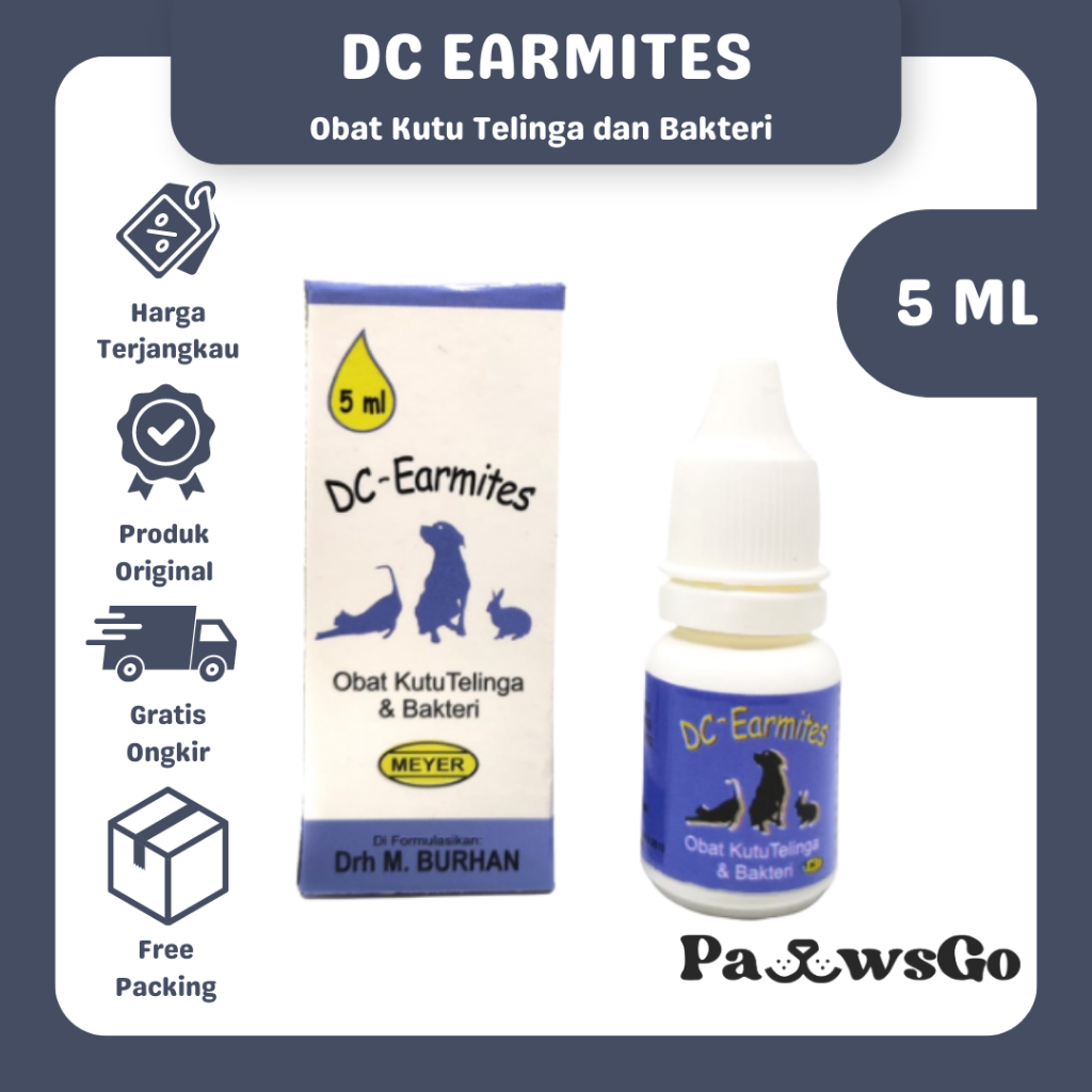 DC Earmites 5ml - Obat Kutu Telinga dan Bakteri - Obat Telinga Kucing - Obat Telinga Anjing - Obat K