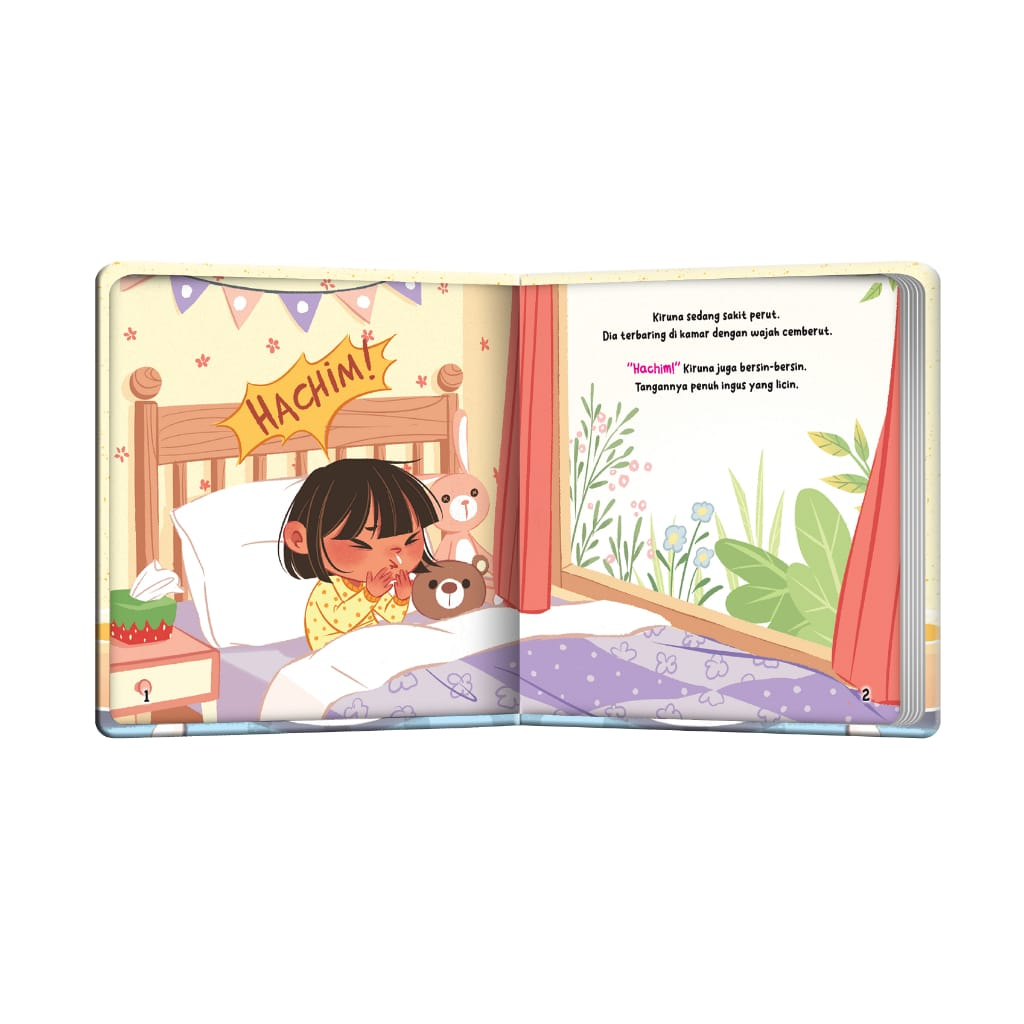 BOARDBOOK Seri Anak Sehat KALIMAT BERIMA: Ayo Waktunya Mandi/Ups Sudah Cuci Tangan Belum/Makan Sayur Yuk. Buku Edukasi Kesehatan Untuk Anak