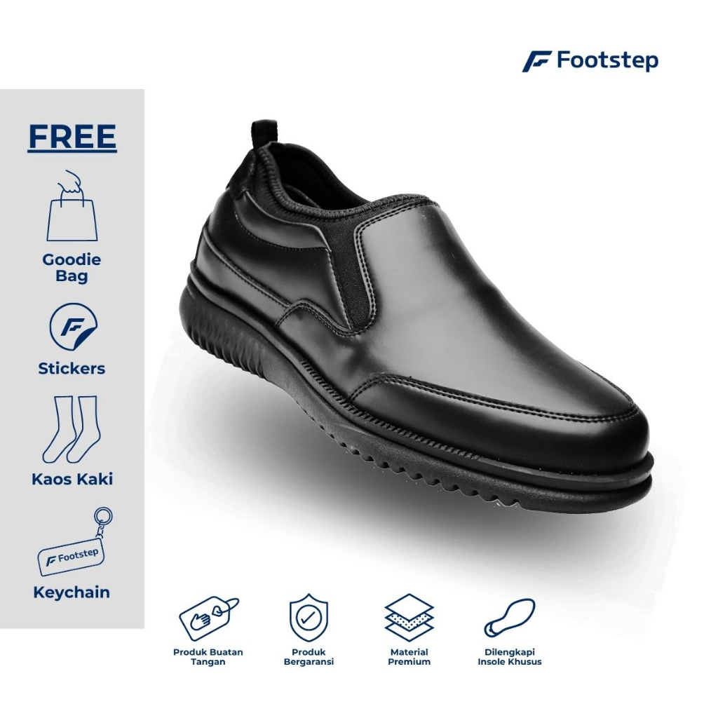 Sepatu Casual Formal Pria - Footstep Footwear Taruna Prabu Black