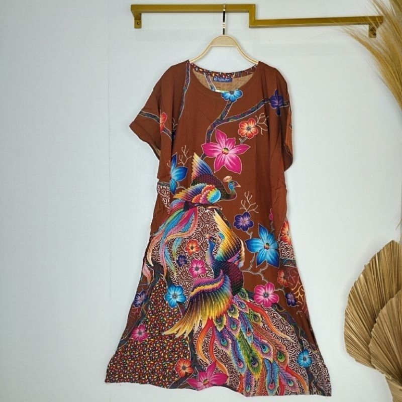 Daster Kalong KENCANA UNGU Label Biru Motif Burung Merak