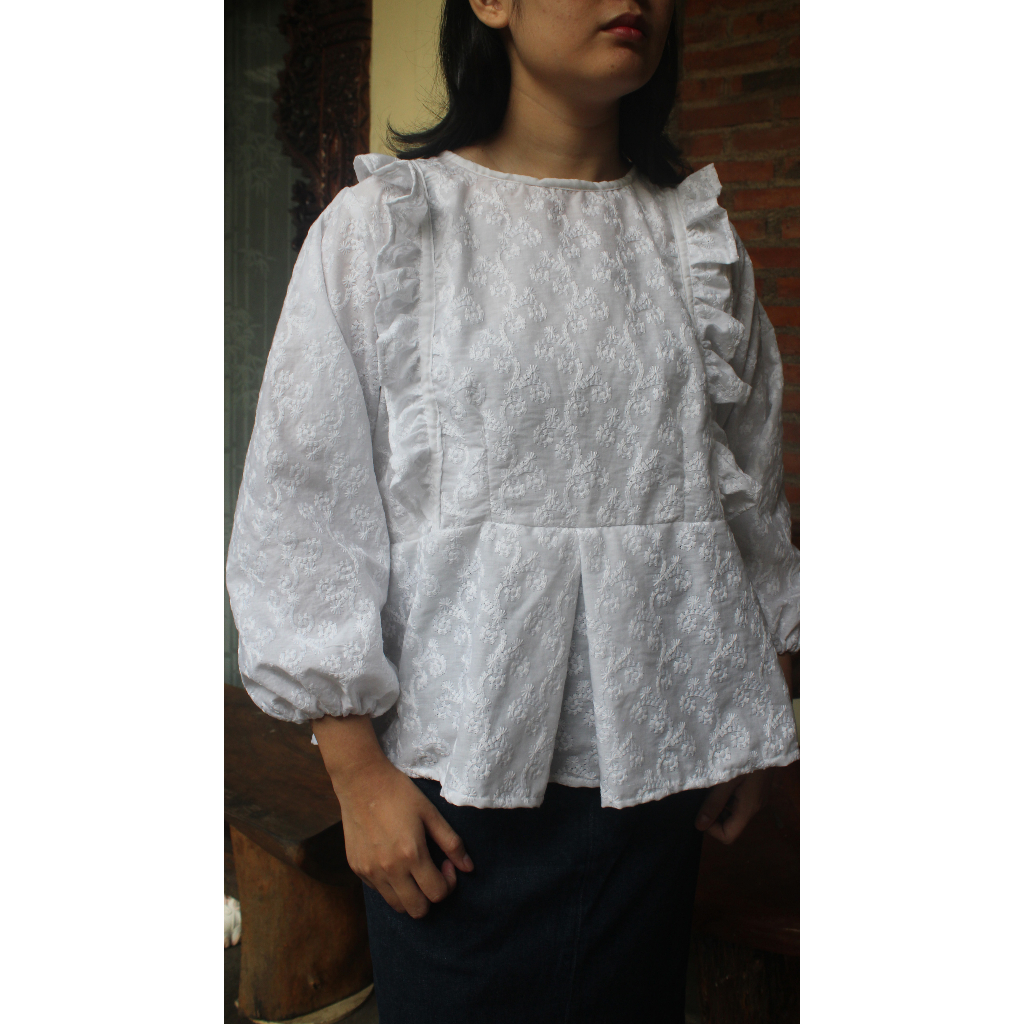 Eleanor Blouse | Atasan Wanita | Blouse Wanita | Blouse Katun Bordir | Atasan Katun Bordir | Blouse 