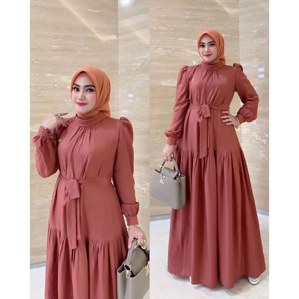 Ready Stok  Devina Dress Baju Dress Kondangan Wanita Bahan Shimer Kekinian Simple Elegan Dress Bride