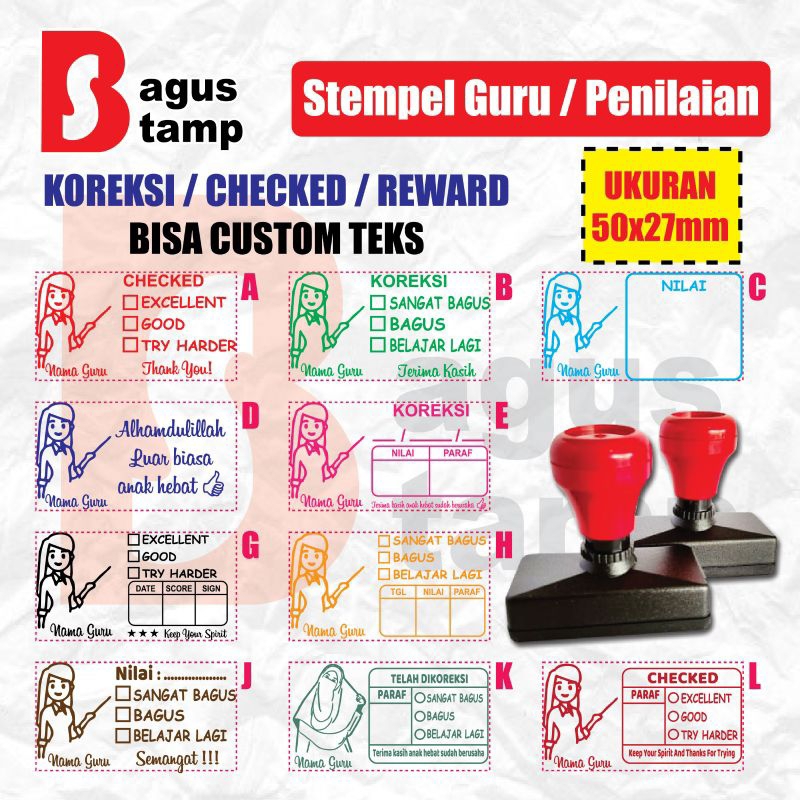 

Stempel Nilai Guru / Penilaian / Koreksi / Checked / Rewards Teacher Stamp
