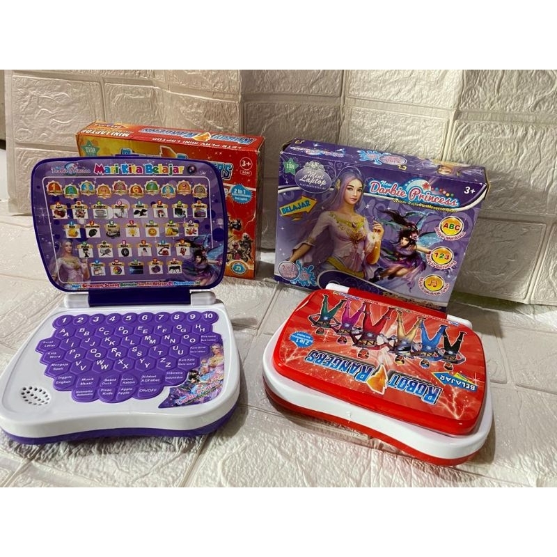 [COD]MAINAN ANAK MINI LAPTOP 2 BAHASA KARAKTER HELLO KITTY POWERANGER FROZEN DAN BARBIE