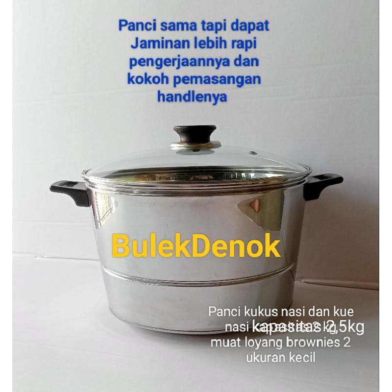 Dandang nasi / langseng uk 30 tutup kaca 2 fungsi