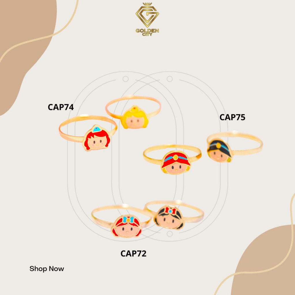 cincin anak emas asli kadar 375(8k)modelnya motif kartun karakter