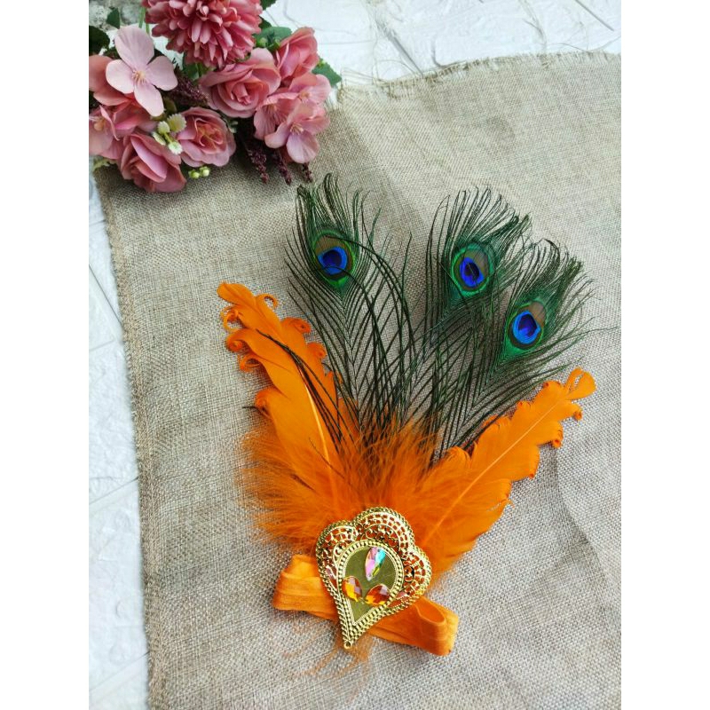 Aksesoris kepala replika merak/Bandana Bulu/Aksesoris Murah /Hiasan bulu