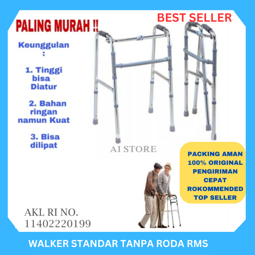 Tongkat Jalan Walker Standard Tanpa Roda Alat Bantu Jalan OrangTua Lansia/Walker Tanpa Roda Alat Ter