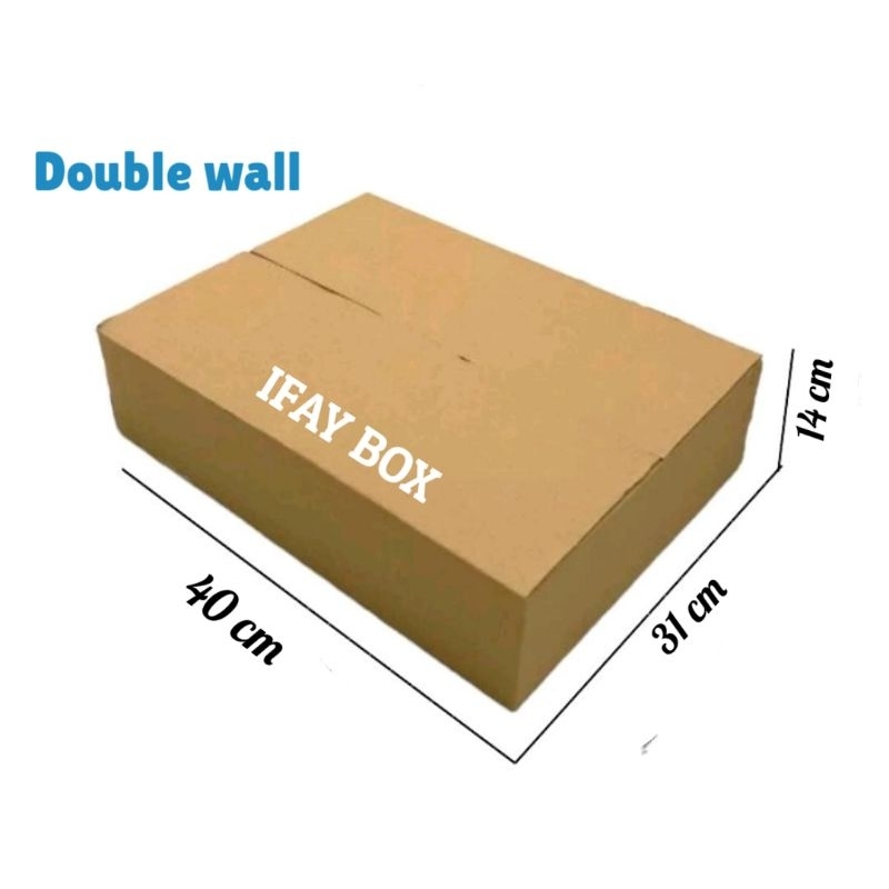 

Kardus box ukuran 40x31x14 cm Double wall polos