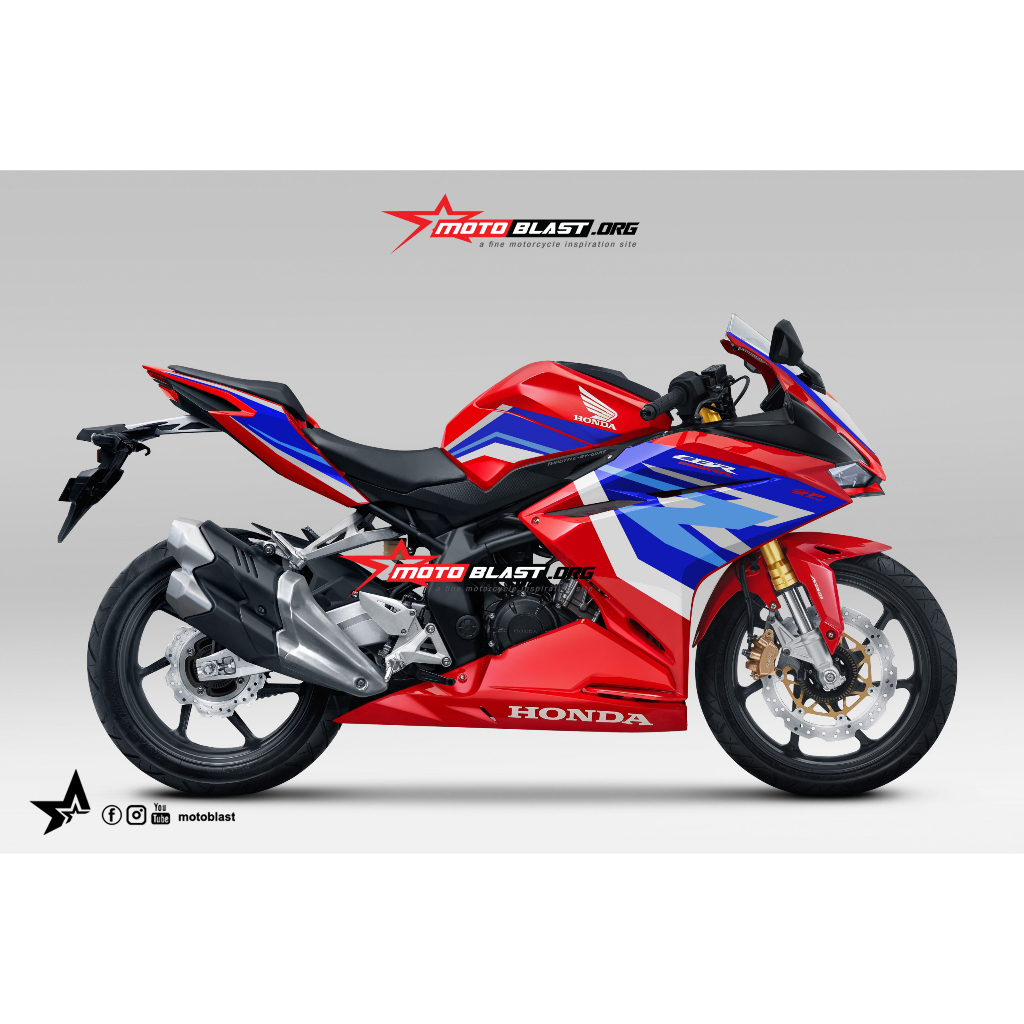 Decal Stiker Motor Non Full/Full Body Honda CBR250RR Livery Tricolor 2023