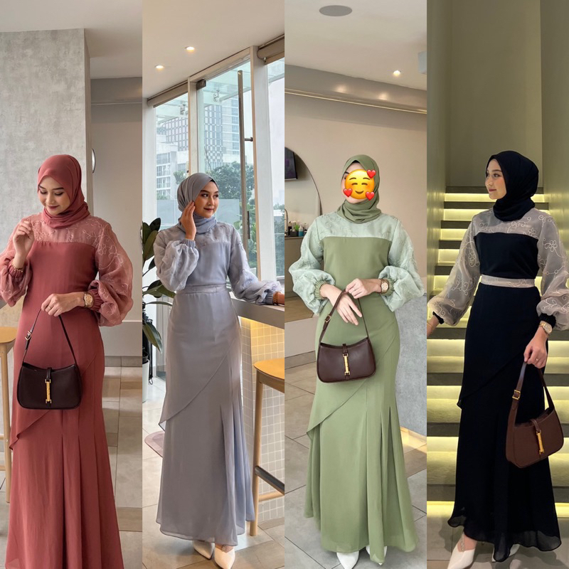 AZZURA DRESS  ORGANZA BORDIR KOMBINASI BUSUI