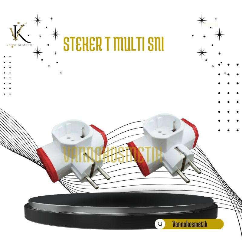 STEKER-T 4 Arah + SAKLAR NEON Colokan Cabang Multi Colokan T Seteker Steker Lampu On Off - Steker Li