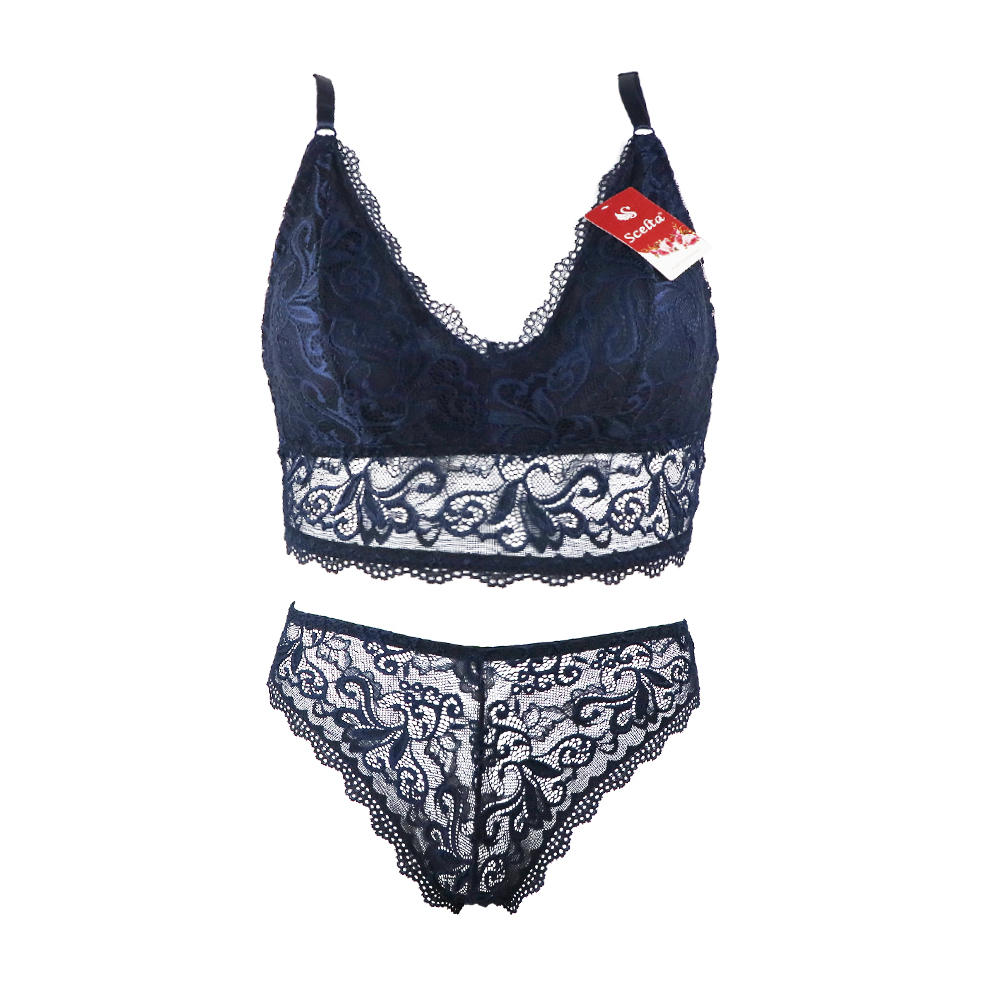Scelta - Sexy Bra Set Celana Dalam Wanita Transparan Bralette Tanpa Kawat Renda Setelan Bh Sc 1798 S