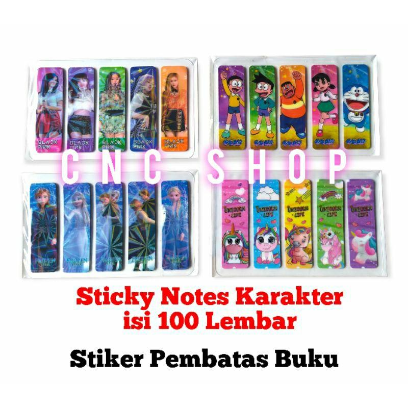 

Sticky Note Karakter Anak Hologram Pembatas Buku Stiker 1Set isi 100pcs Lucu Murah