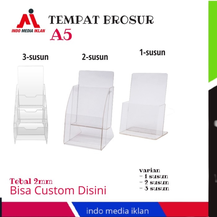 

RAK / TEMPAT BROSUR BROCHURE ACRYLIC / AKRILIK BROSUR BOX A5