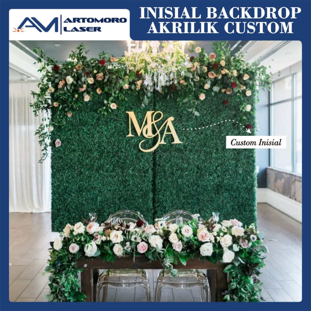 DEKORASI NAMA INISIAL BACKDROP WEDDING AKRILIK | CUTTING HURUF AKRILIK DEKORASI PERNIKAHAN