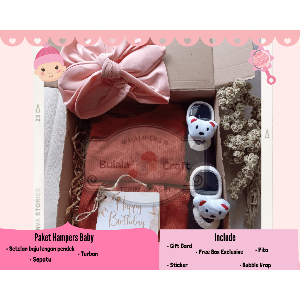 

Hampers Gift Box Baby New Born 0-12 Month Baju Lengan Pendek Rabella
