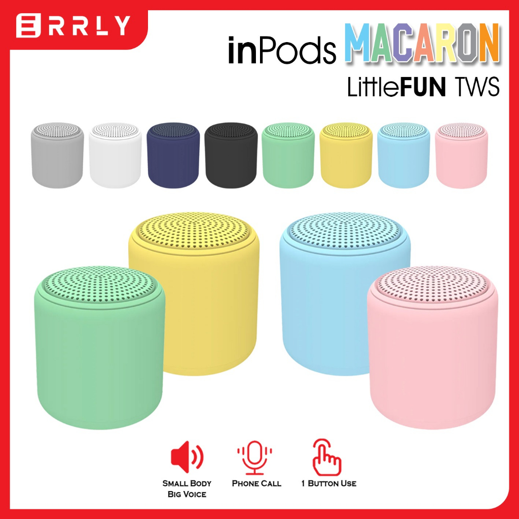 Mini Speaker Bluetooth Macaron Inpods i12 Little FUN Bisa TWS 2in1 HIFI Music BOX Stereo Mega Bass W
