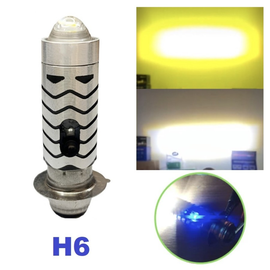 Lampu Depan Utama LED Laser Leser H6 D2S CSP Anggel Eys biru Cahaya Putih - Kuning Motor BEAT - VARI