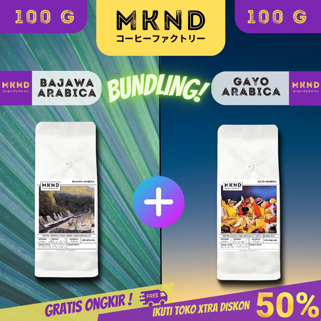 

MKND® BUNDLING HEMAT 2X100 KOPI ARABIKA ACEH GAYO GRADE 1+ARABIKA FLORES BAJAWA PROMO DISCON | BIJI BUBUK | SINGLE ORIGIN | PREMIUM COFFE | ROASTED BEANS | MANUAL BREW | COFFE ROASTERY