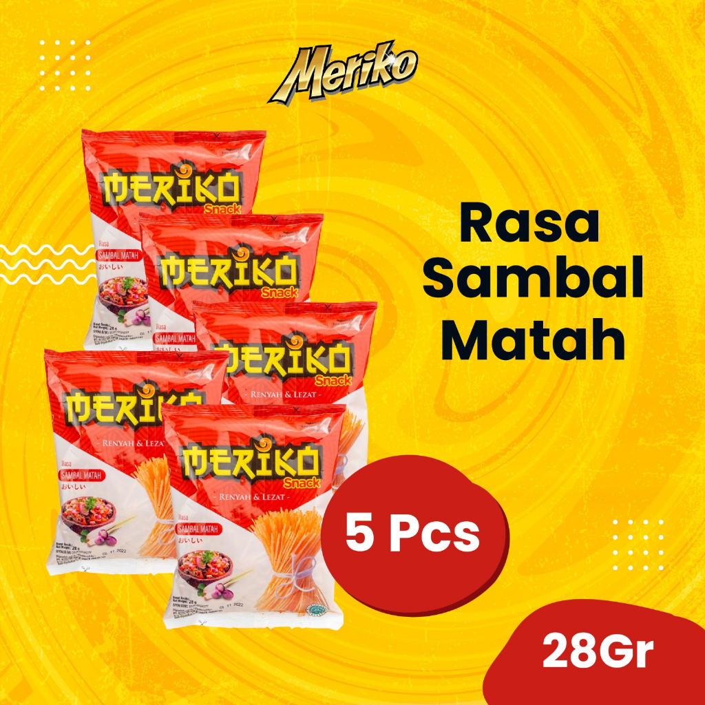 

Meriko Snack Sambal Matah 28gr 5 Pcs cemila Renyah dan Lezat