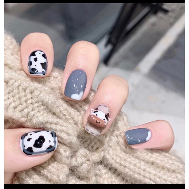 kuku palsu panjang motif sapi