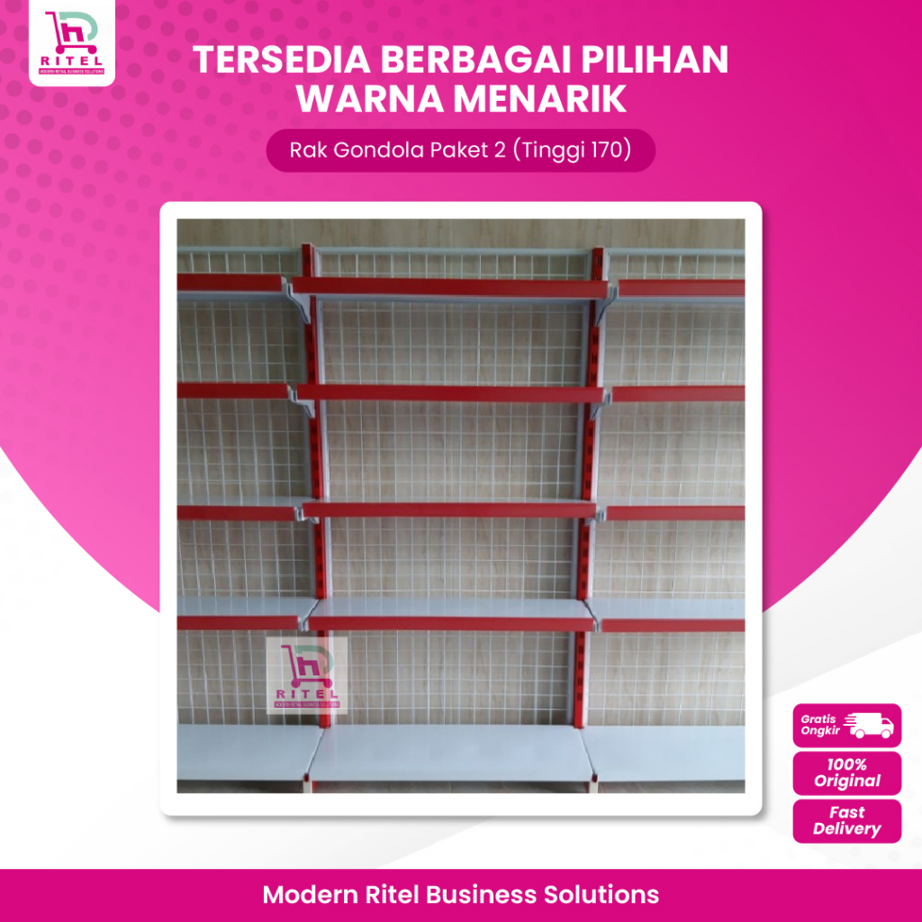 Rak Snack Susun Rak Gondola Minimarket Tempat Penyimpanan Barang Harga Reseller Paket 2 Tinggi 170 C