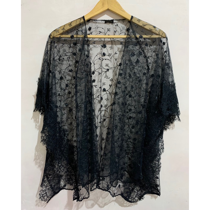 OUTER BRUKAT KARDIGAN BRUKAT LONGDRESS OUTER HITAM