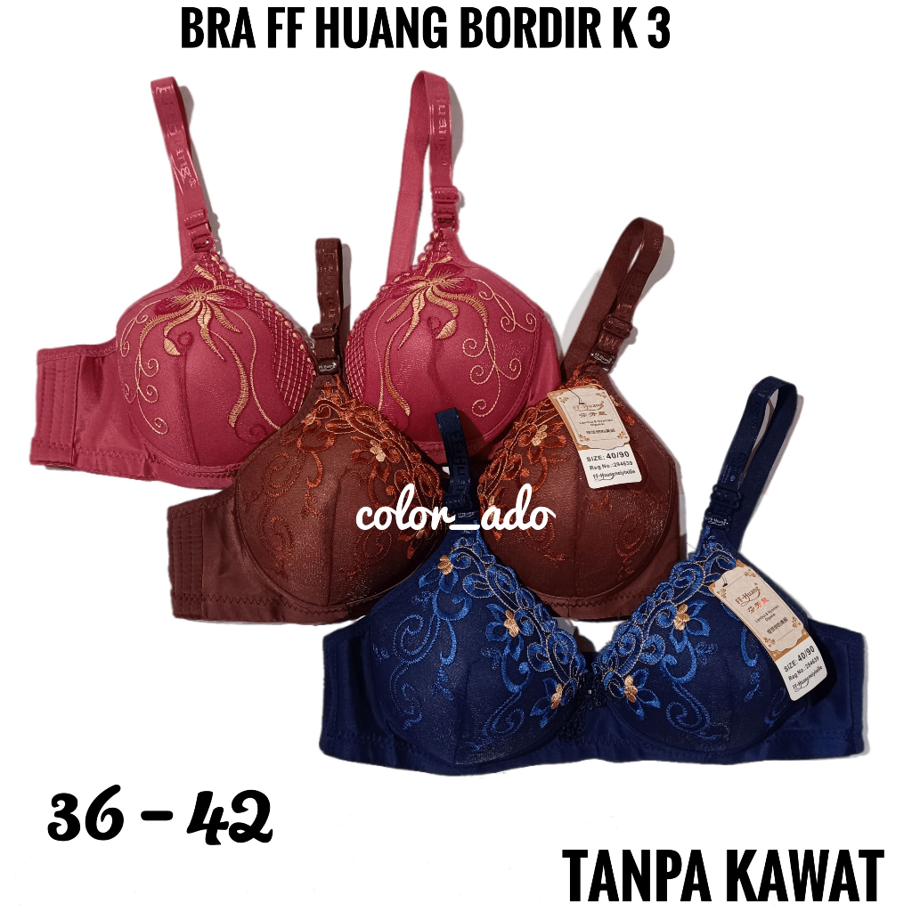 Bra Busa Wanita Motif Bordir Kait 3 Bra Busa Tanpa Kawat BH FF Huang