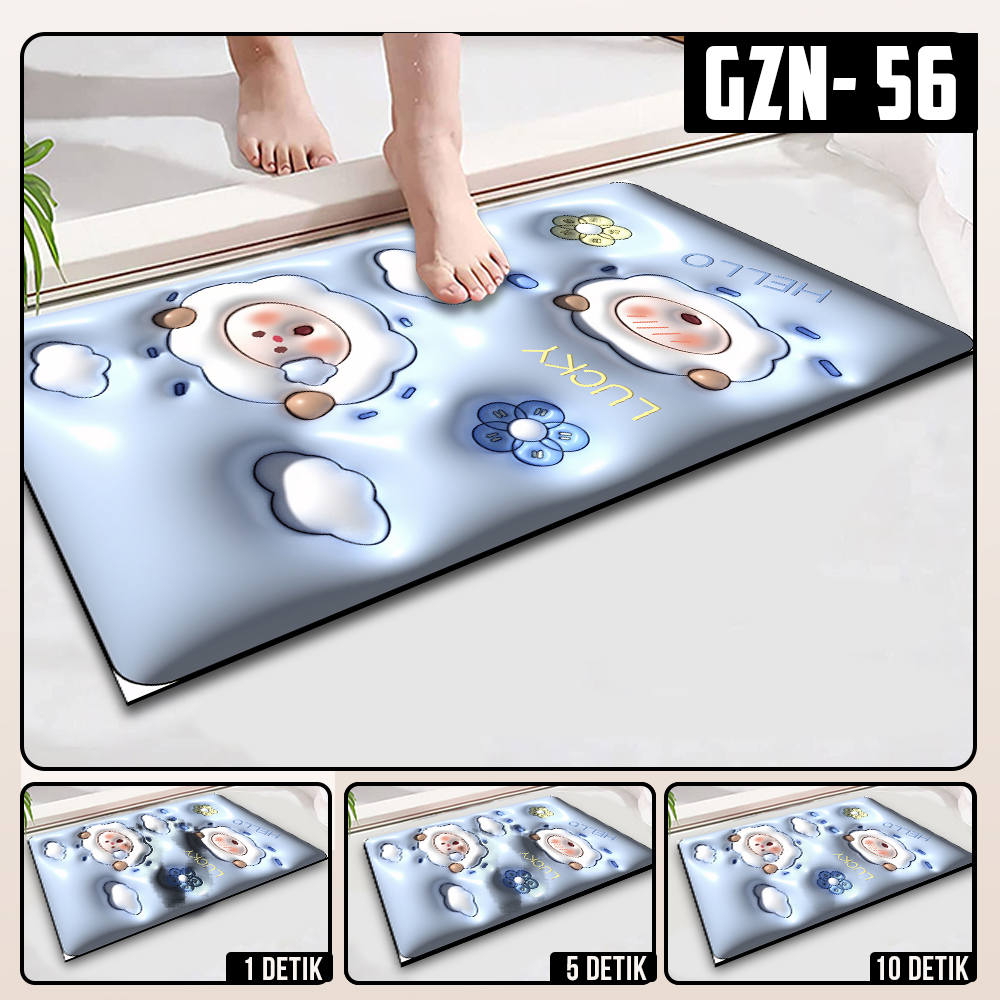 Keset Diatomite 3D Kotak Anti Slip Keset Kamar Mandi Keset Lantai Menyerap Air 3D Karakter Futureworld-GZN-56