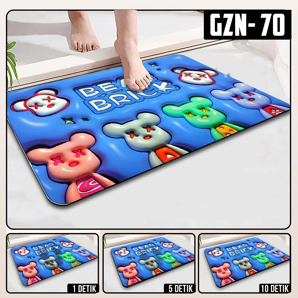 Keset Diatomite 3D Kotak Anti Slip Keset Kamar Mandi Keset Lantai Menyerap Air 3D Karakter Futureworld-GZN-70