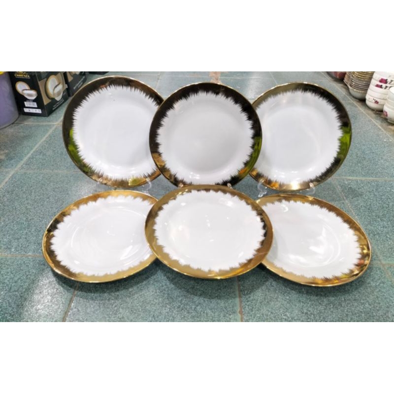 piring ceper keramik fiorenza motif line gold 1 lusin