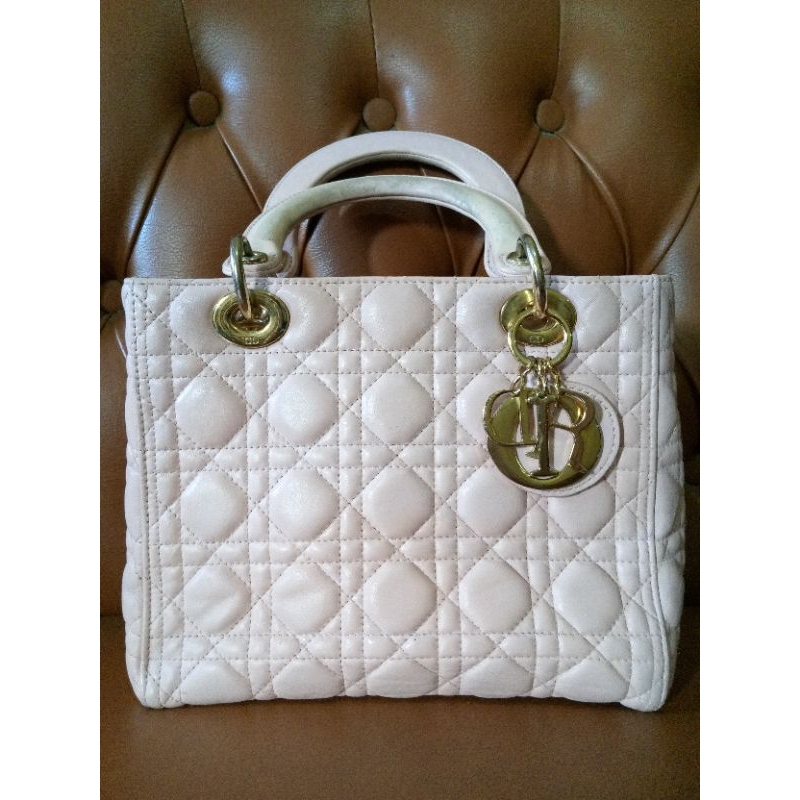 Tas Wanita Lady Dior Pink Powder lengkap noser kulit Asli