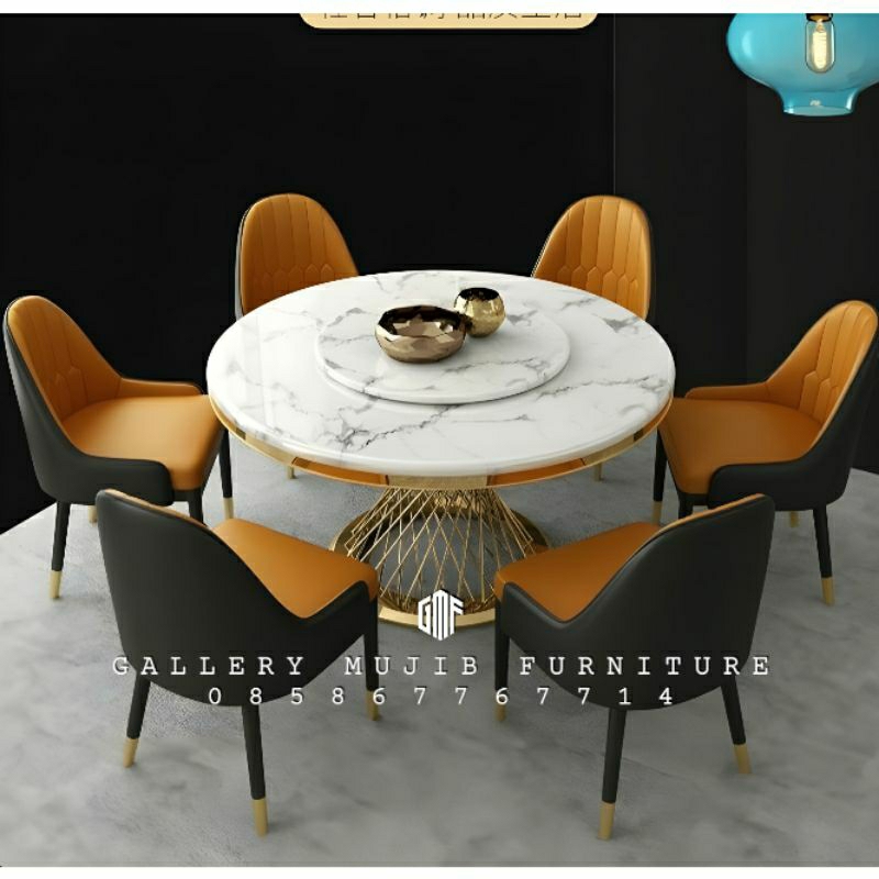 MEJA MAKAN BUNDAR STAINLESS MEJA MAKAN OVAL MARMER MEJA MAKAN MODERN