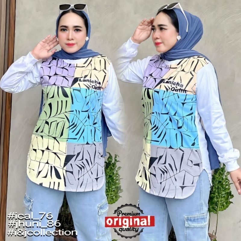 ATASAN WANITA LENGAN PANJANG TOP KAOS LANICHA TERBARU PAKAIAN WANITA MUSLIM