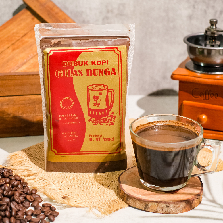 

Kopi Bubuk Murni 100% Gelas Bunga Asnel 250 Gr