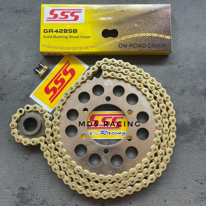 Gear Set Gir Set SSS ORIGINAL 428 Yamaha Scorpio - ScorpioZ Rantai Gold SSS 428SB 130L