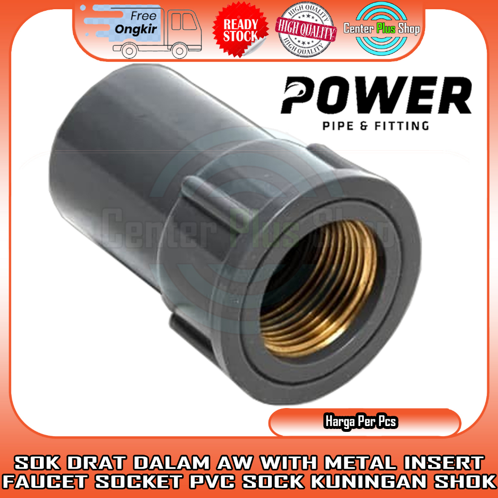 SOK DRAT DALAM KUNINGAN FITTING PVC 1/2" 3/4" 1/2"X3/4” FAUCET SOCKET IN INCI INCH INCHI SAMBUNGAN P