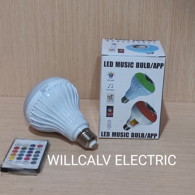 Lampu led speaker musik bluetooth RGB E27 emico